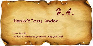 Hankóczy Andor névjegykártya